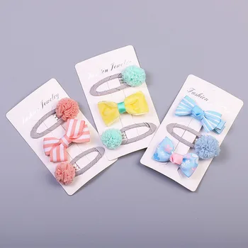 

Cute Girls Bowknot Hair Pins and Clips Set Yellow Baby Kids Lace Flower Barrette Hairgrips Pink Child Headwear Hair Accessories