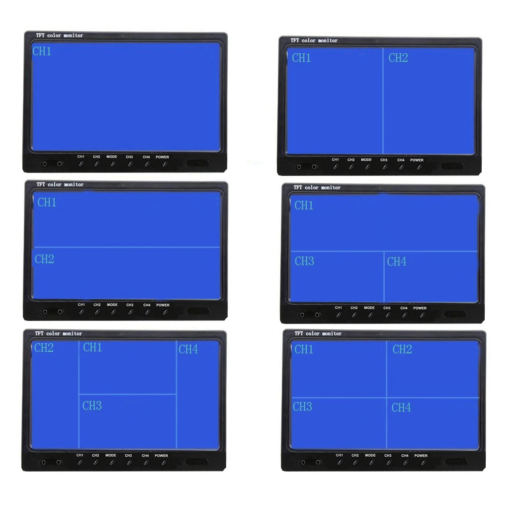 AMPrime " 4 Сплит-экран Quad монитор 4CH видео вход TFT ЖК-дисплей DC 12 В для камеры заднего вида система заднего вида автомобиля монитор