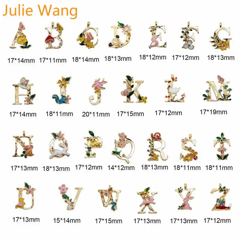 Julie Wang 26 шт. золотистые разноцветные искусственные эмалевые бусы с буквами