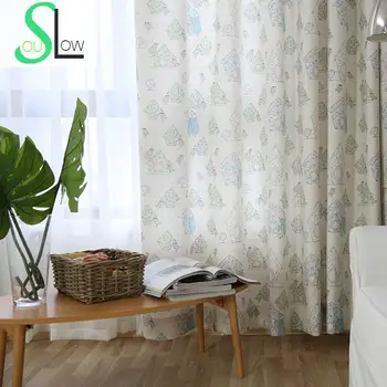 

Slow Soul cartoon House Lolo Bird Curtain Curtains For Children Room Living Bedroom Blinds Jacquard Cotton Animal Kitchen