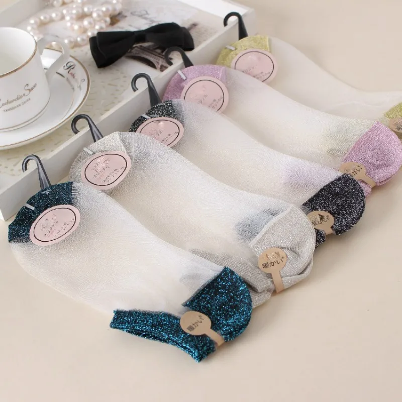 

Ladies Socks Fashion Sheer Mesh Glass Silk Socks Ultrathin Transparent Crystal Lace Fabulous Elastic Summer Ankle Sock