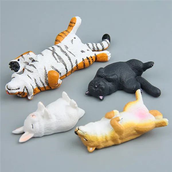 Cute Lazy Sitting Pets Animals Tiger Rabbit Dog Cat Lifelike pvc toys fridge magnets - 2