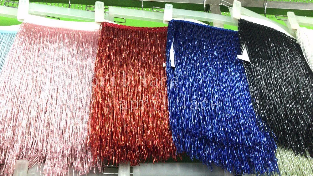 buy yy039 # 5 yards bag pink red royal blue black 30 cm width beads ribbon fringe tassel for wedding dress garment decorative