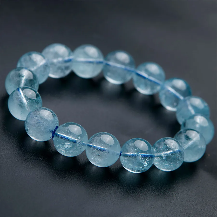 Genuine Blue Natural Topaz Bracelets Women men Stretch Clear Healing