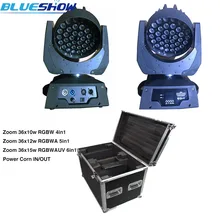 Нет налога на заказ по морю, 2 шт/фонарик мощность в out Zoom СВЕТОДИОДНЫЙ движущаяся головка 36x10 Вт RGBW 4в1 мыть огни RGBWA 5в1 RGBWAUV 6в1