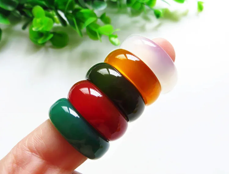 

Natural agate crystal ring fashion thumb index finger ar11#