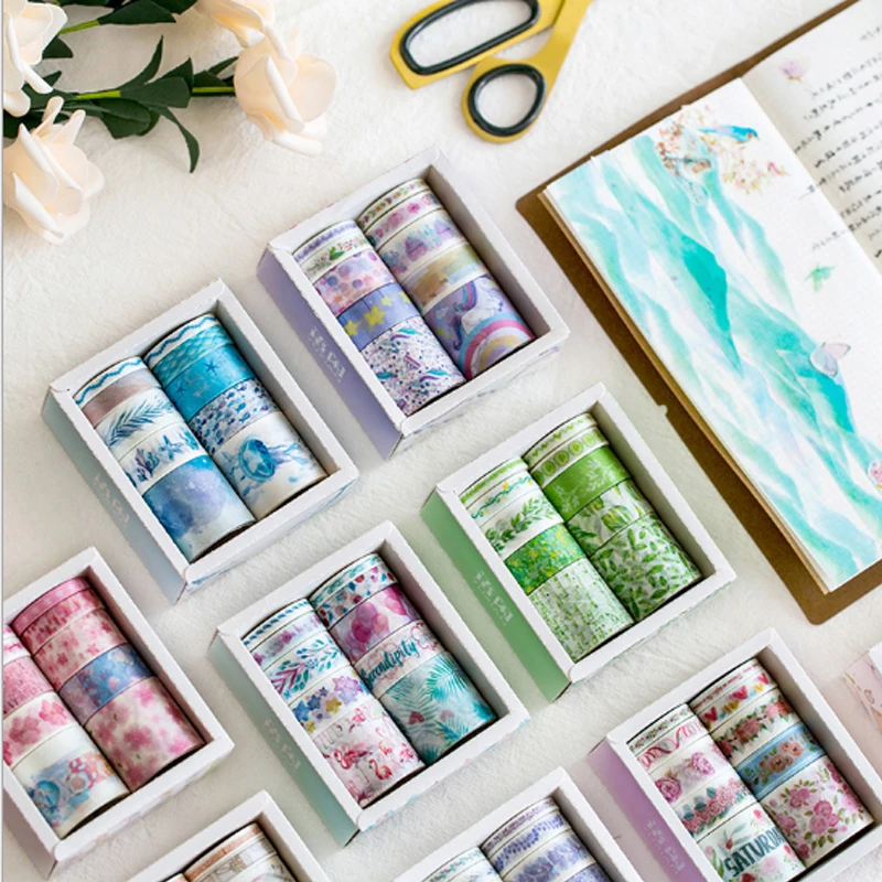 

10pcs/box Cute Jungle series Kawaii Washi Tapes Washi Tape Diy Colorful Adhesive Tape Sticker Stationery School Supplies