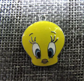 

10 Pcs Tweety Birds Head Cartoon Charm Necklace/Bracelet/Earrings Pendants DIY Jewelry Making Accessories T-66