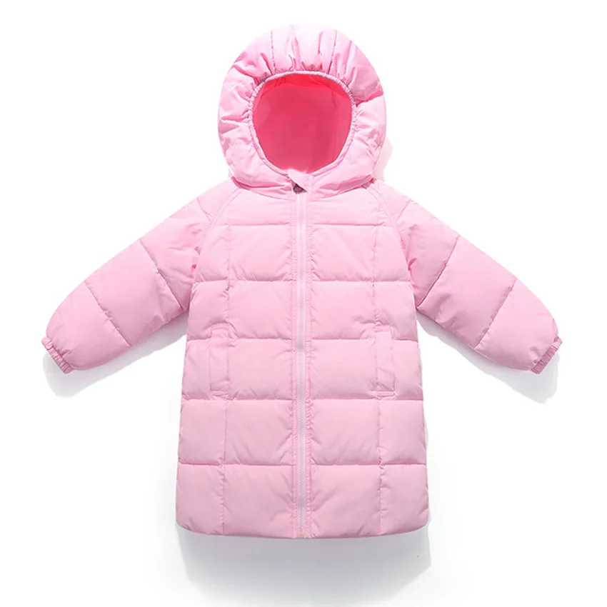 Benemaker/новые зимние длинные куртки для девочек и мальчиков толстые спортивные зимние комбинезоны с капюшоном, детская одежда детские пальто, верхняя одежда YJ042 - Цвет: Pink