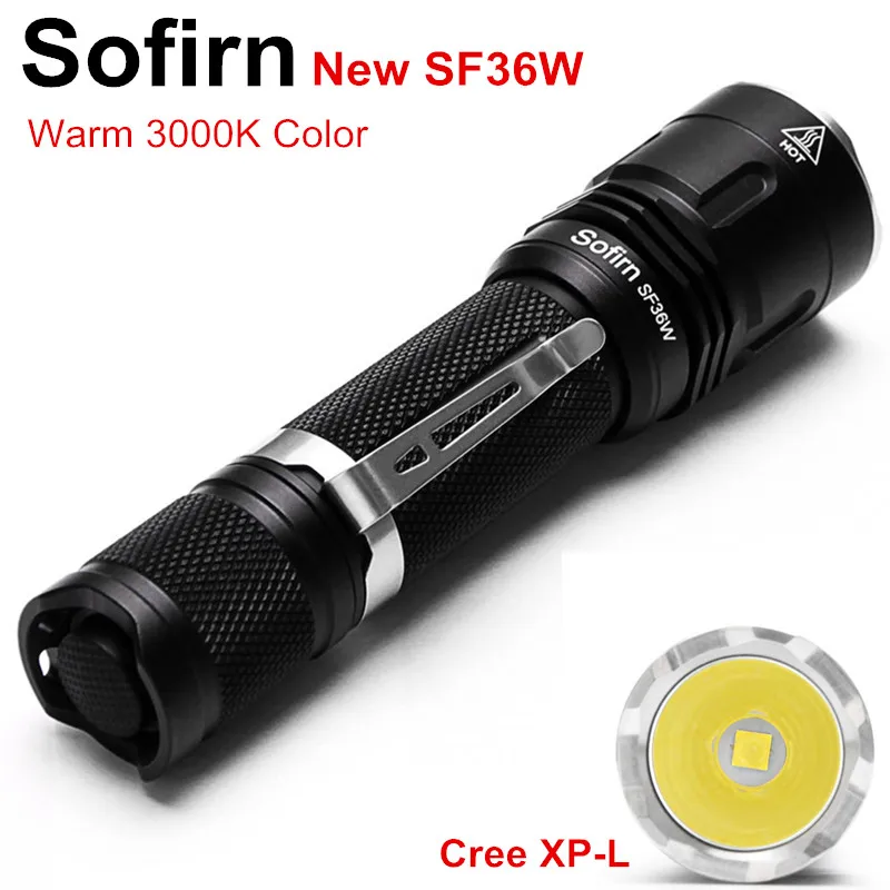 Sofirn Новый SF36W тактический светодиодный фонарик 18650 Cree XPL 3000 K мощный 1000lm Фонарь