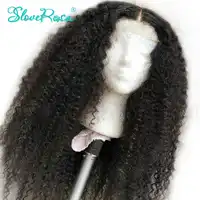 ลูกไม้ด้านหน้ามนุษย์ Wigs กลาง Afro Kinky Curly บราซิล Remy Pre Plucked ด้วยผมเด็กผู้หญิง Slove rosa rosa