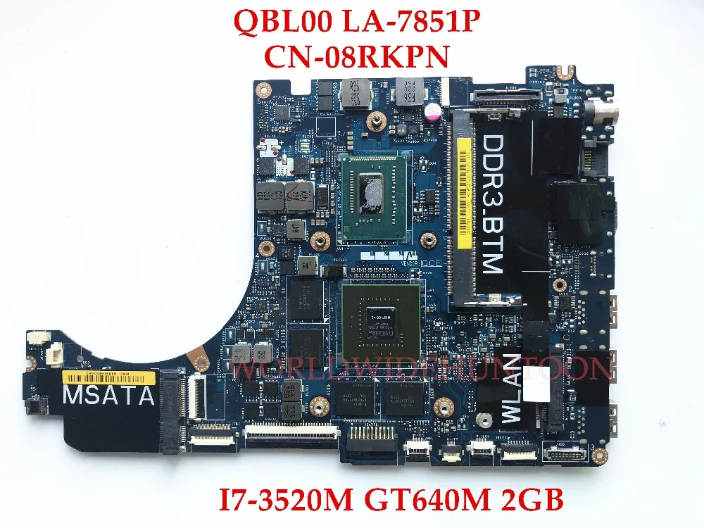 CN-08RKPN 8RKPN для Dell XPS 15 L521X материнская плата ноутбука QBL00 LA-7851P SR0MU I7-3520M HM77 GT640M 2 ГБ 100%