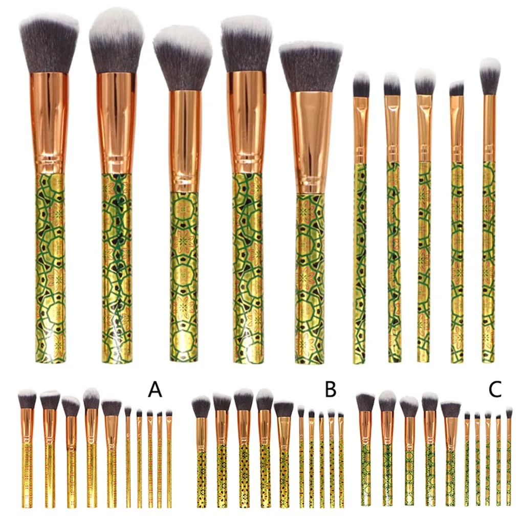 

10pcs Makeup Brush Set Concealer Blush Foundation Fine Hair Make Up Brushes Pro Colorful Handle Pincel Maquiagem Portable Face