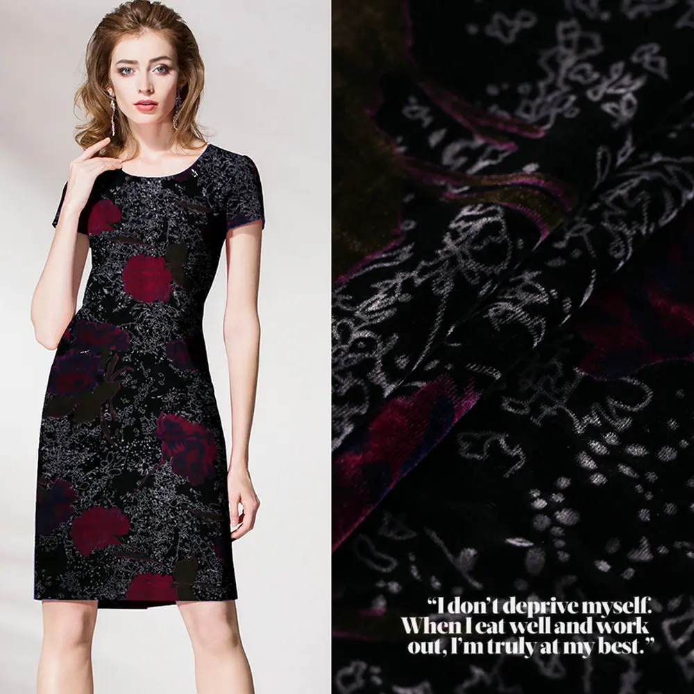 

Floral Printing Silk Velvet Fabric For Evening Dress