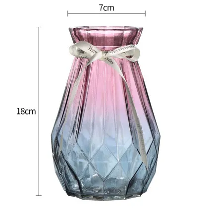 Цветная стеклянная ваза гидропоника прозрачная ваза для цветов простая гостиная столовая украшение цветная сушеная ваза для цветов - Цвет: M-014