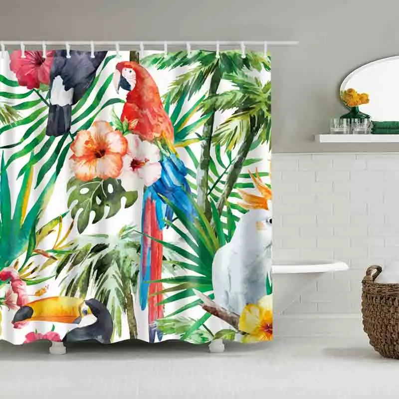 Luxury Smart Collar Tropical rain forest Shower Curtain Waterproof