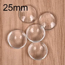 10 pçs/lote 25mm cabochons redondos de vidro transparente clara plana volta para diy pingente descobertas jóias fazendo acessórios artesanais