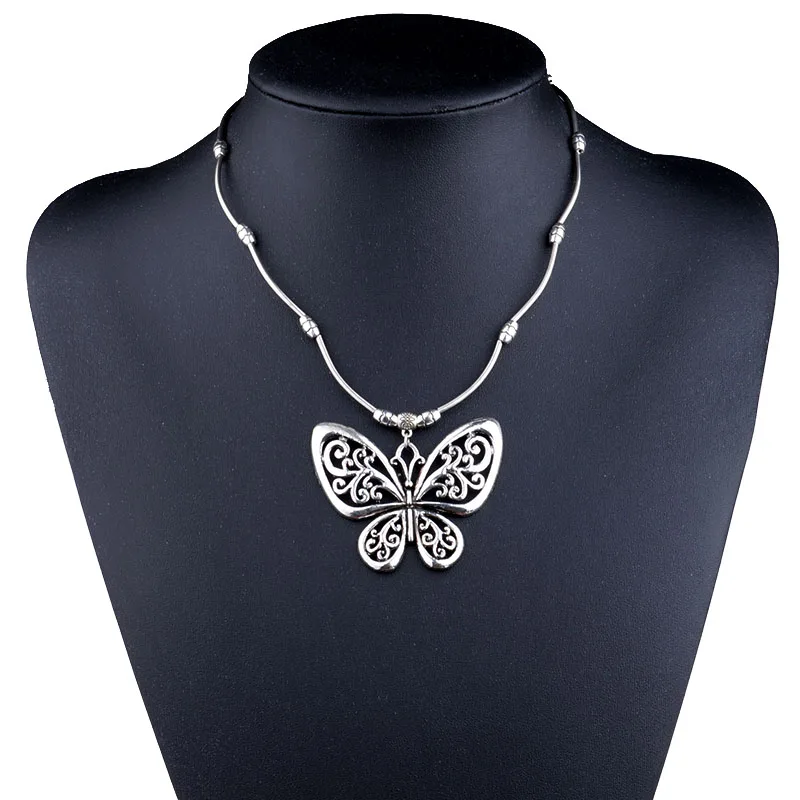 

MYTHIC AGE Bohemian Tibetan Silver Color Hollow Out Butterfly Vintage Collar Choker Necklace Jewelry for Women Girl