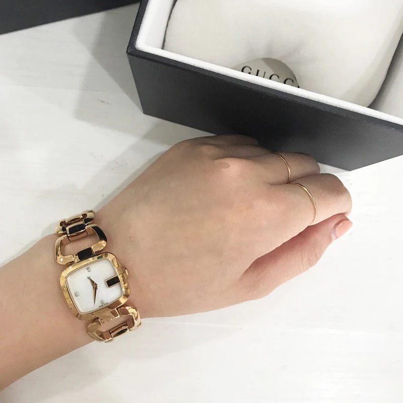 

Luxury brand rose-gold square dial plate metal watch strap women wrist watch lady quarz watch