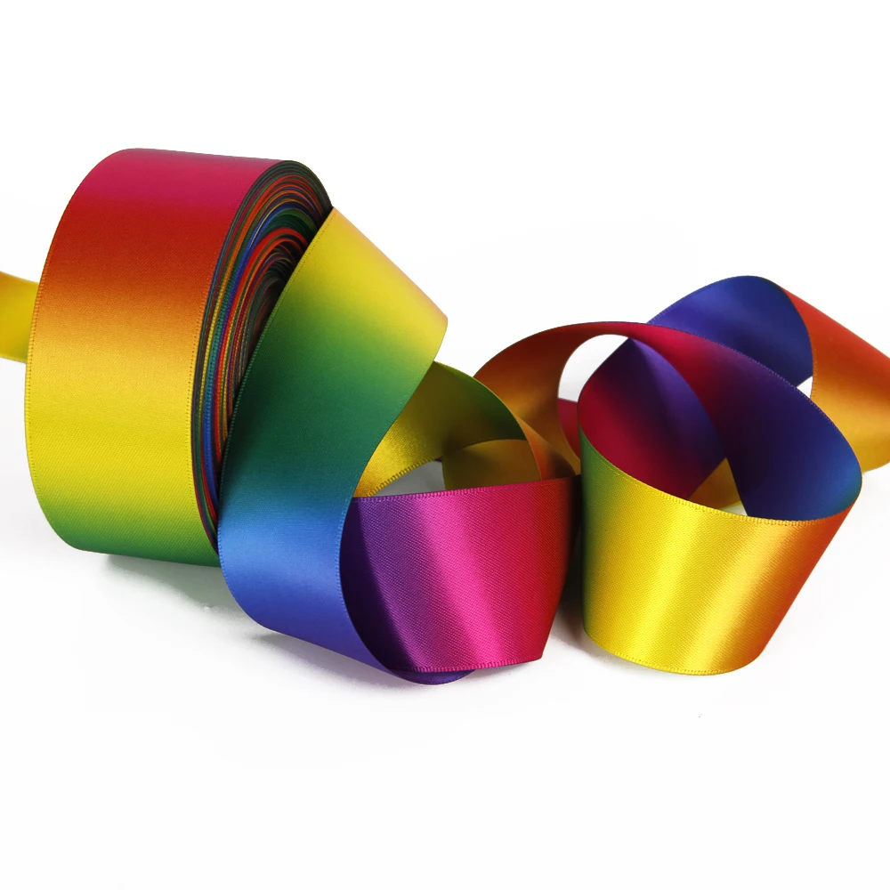 

David accessories 3/8" 5/8" 1.5" double side rainbow satin ribbon 10yds,DIY handmade materials,wedding gift wrap,10Y16881