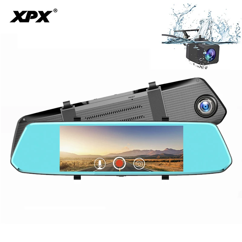 XPX ZX819 камера заднего вида Dash cam 7 дюймов зеркало Full HD 1080P 170 градусов для машины Mirrir