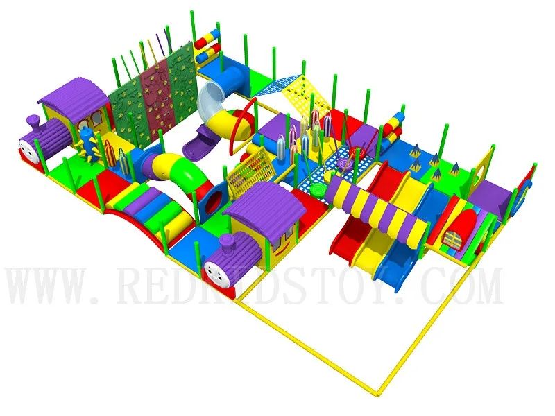 Предназначен для клиентов из США Эко-дружественных детей Крытый игровой центр с тройной горкой, S трубка горка и скалолазание HZ-8612A