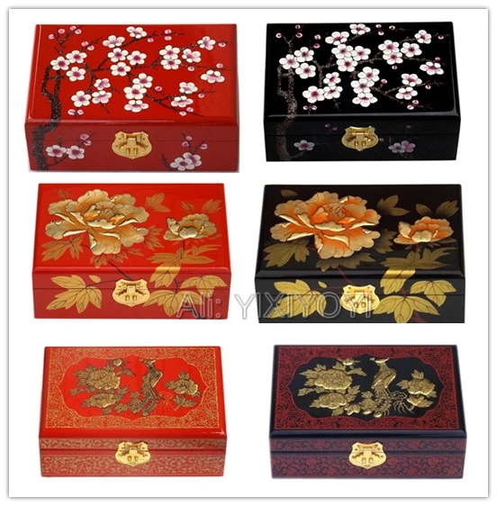 

Chinese Retro 2 Layer Wood Storage Box with Mirror Bangle Earring Pendant Jewelry Organizer Display Box Wedding Carrying Case