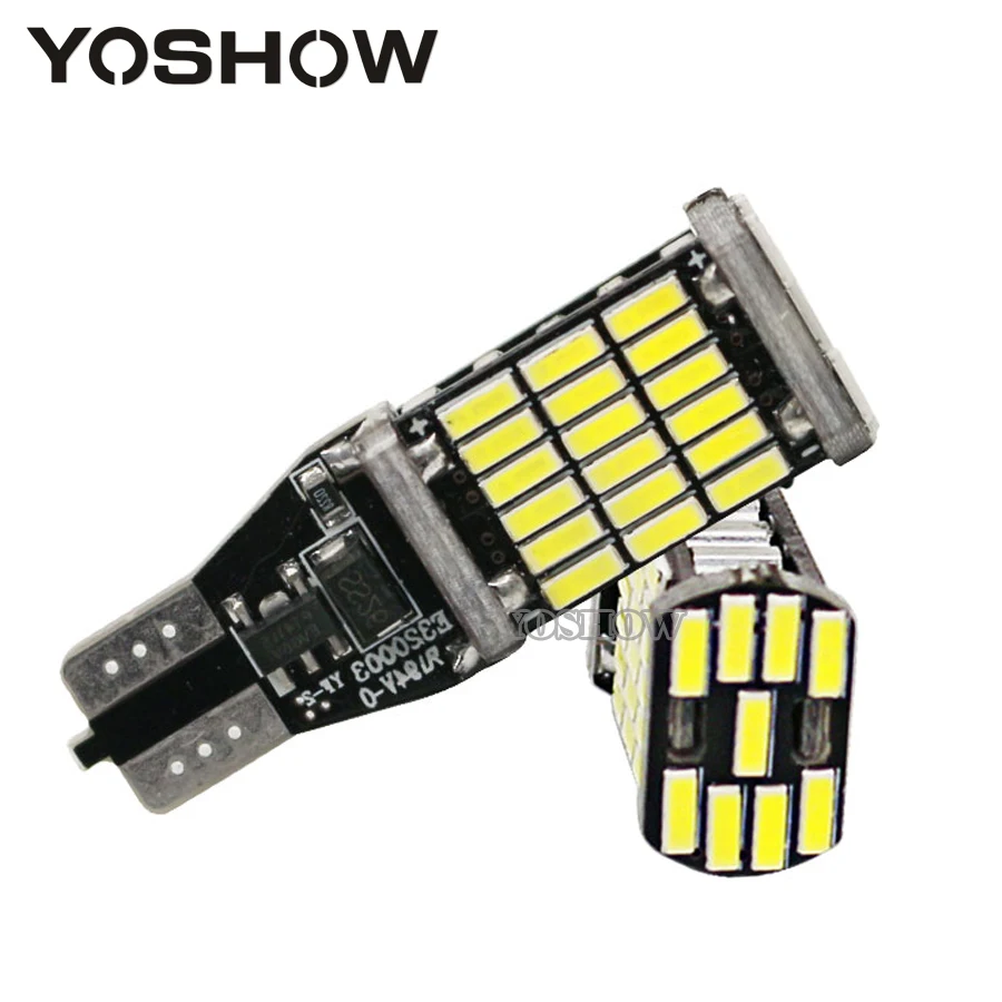 

2Pcs T10 T15 W16W LED Reverse Light Bulbs 920 921 912 Canbus 4014 45SMD Chipsets Error Free LED Backup Parking Light Lamp DC12V