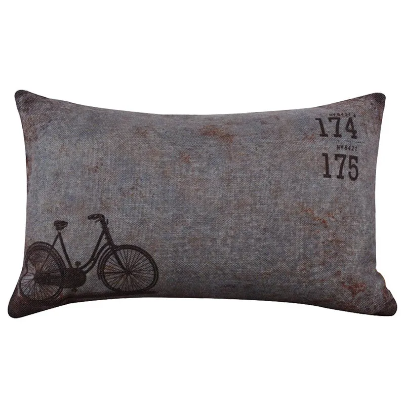 

Retro Gray Bicycle rectangle Pillow Case home ornament textile Cushion Pillow Cover pillowslip 30*50cm drop shipping
