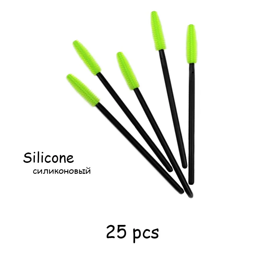 25pcs Green Одноразовые силиконовые гелевые, для ресниц расческа щетки для туши 25/50 шт в наборе, удлинение ресниц профессиональный инструмент Красота инструмент для макияжа - Цвет: 25pcs Green