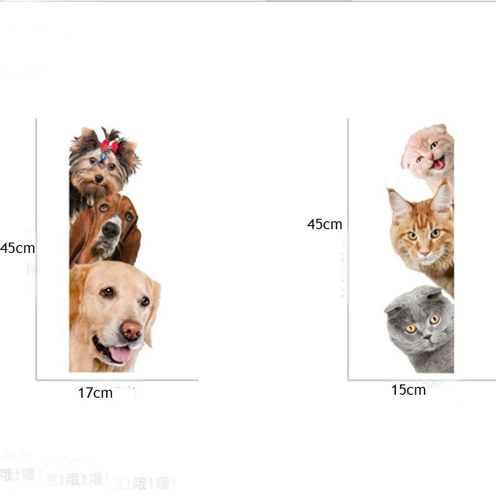 Cat Dog Cute 3D Wall Sticker Bathroom Toilet Kids Room Exquisite Decoration Wall Decals Refrigerator Waterproof Decor Poster