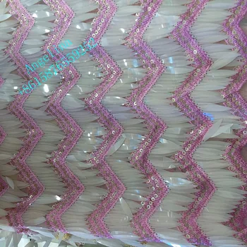 

BZL-52102 big sequin embroidery net mesh tulle lace fabric for sawing/ wedding/evening dress/party