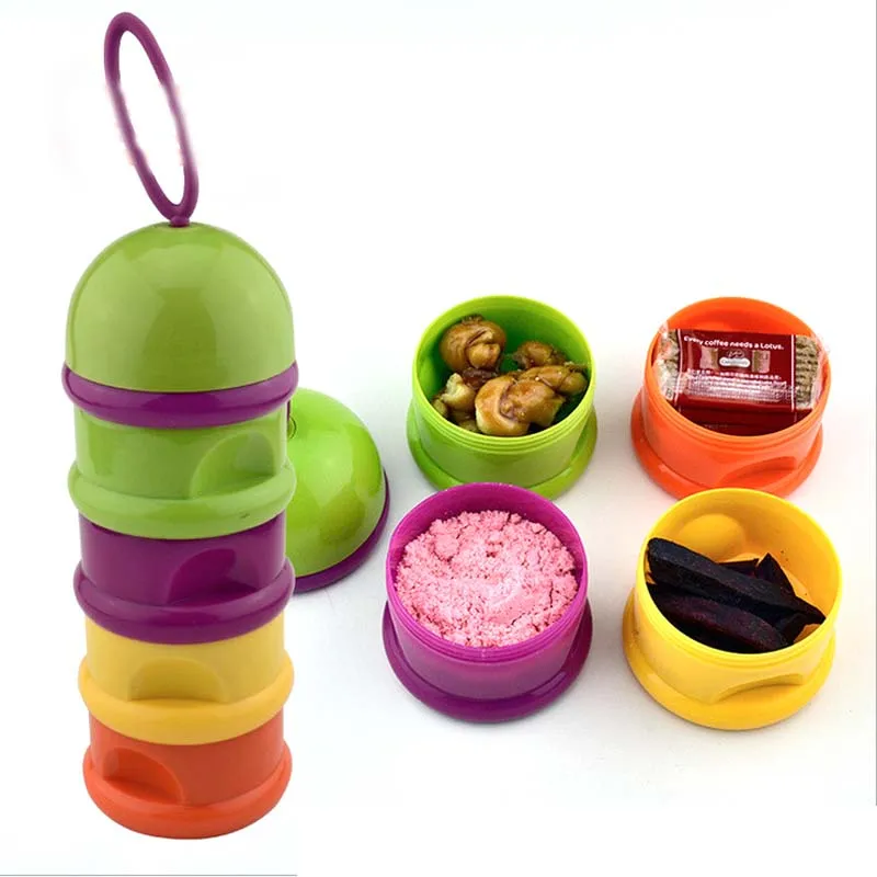 

Cute Design 4 Lattice Milk Powder Formula Dispenser Container Baby Food Storage Travel Boxes 3 Color Available