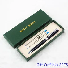 Деловой костюм металлический зажим металлическая роскошная ручка высокое качественный ролик ручка подарок запонки металлическая шариковая ручка