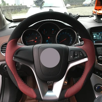 

Black Suede Wine Red Leather Red Leather Car Steering Wheel Cover for Chevrolet Cruze 2009-2014 Aveo 2011-2014 Holden Cruze 2010