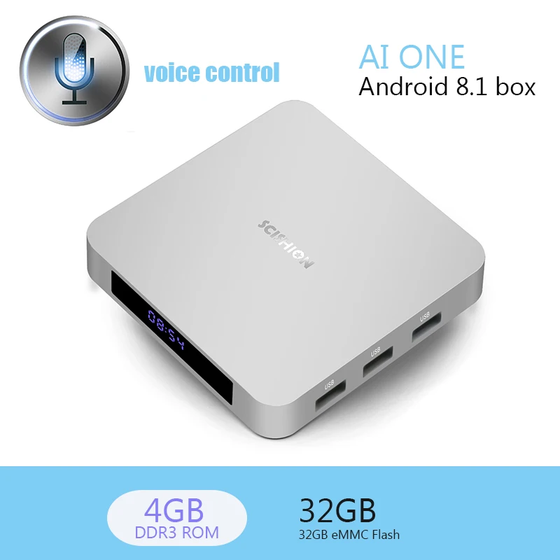 

Android 8.1 TV Box AI ONE Voice Control RK3328 Quad Core 4GB RAM 32GB ROM Voice Control WiFi New Smart Media Player Set-top Box