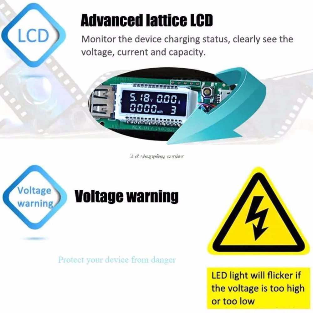 Цифровой ЖК-дисплей USB микро зарядное устройство Емкость батареи Напряжение Ток тестер метр детектор для смартфонов мобильный