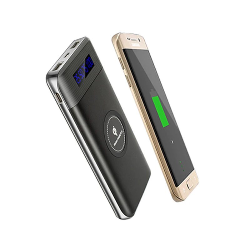 Новый стандарт Qi Беспроводная зарядка для Samsung S6 S7 Multifunciton 10000 мАч двойной USB