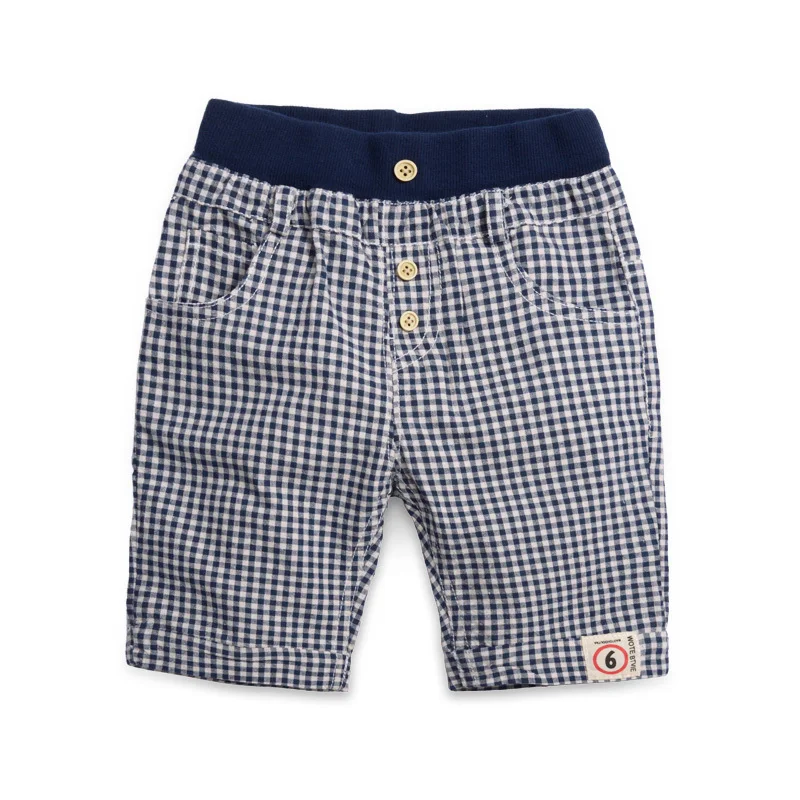 Летние штаны для детей Детская одежда повседневные брюки до колена клетчатые шорты для маленьких мальчиков возрастом от 1 года до 8 лет - Цвет: Синий