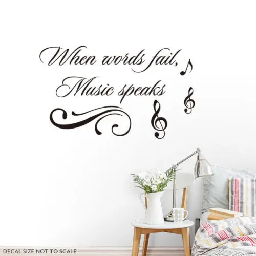 zn d446 wall sticker when words fail music speaks vinyl decals