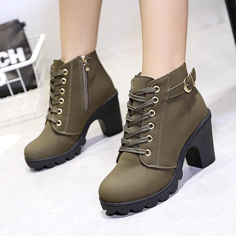

Women Boots High Heel Ankle Boots Snow Boots Women Ankle Boots Winter Shoes Female Winter Boots Women Booties With Square Heel