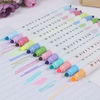 

12 Pcs Japanese Milkliner Pens Milk liner Double Headed Fluorescent Pen Cute Art Highlighter Drawing Mark Pen Stationery