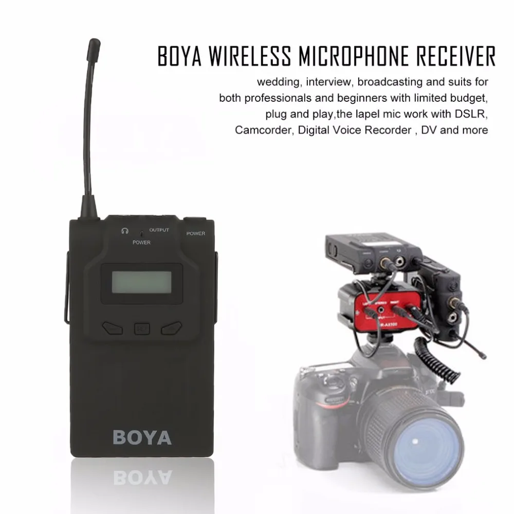 بويا 48 قنوات UHF اللاسلكية احادي Lavalier التلبيب ميكروفون نظام Bodypack استقبال للفيديو كاميرا انخفاض الشحن