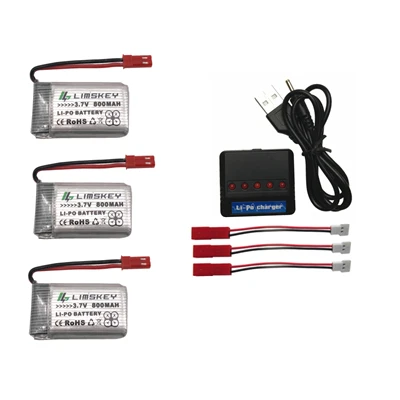 5 шт. RC Дрон Lipo батарея JST 902540 3,7 в 800 мАч Lipo 1S батарея с USB зарядное устройство набор для MJX x400 X300C X800 Запчасти для квадрокоптера - Цвет: Красный