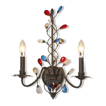 

Mediterranean crystal living room wall lamp industial vintage bedroom aisle led wall light iron bedside corridor light fixture