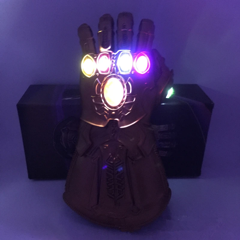 Бесконечность рукавицы Мстители 4 Guantelete Del Infinito Косплей GlovesThanos 1:1 светящийся энергетический драгоценный камень ПВХ материал для взрослых Хэллоуин