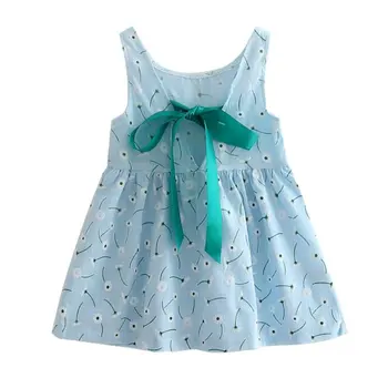 

Girl Summer Dress Kids Teens Sleeves Printing Pattern Cotton Dress Clothes Vestidos Children Kids