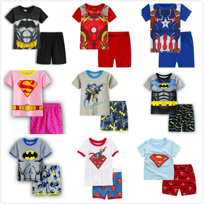 

2019 Brand Summer Kids Girls Boys Cosy Print Pajamas Short Sleeve Set Cartoon Pijamas Sleepwear Toddler Pyjamas Clothing duan102