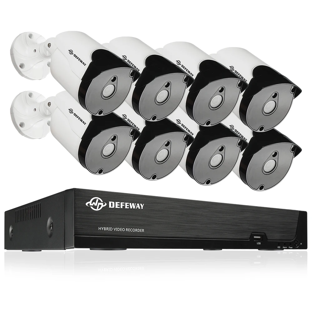 DEFEWAY 8CH HD 5.0MP(2560x1920) H.265+ CCTV видео наблюдения DVR комплект с 8 шт. Всепогодная наружная камера ИК ночного видения