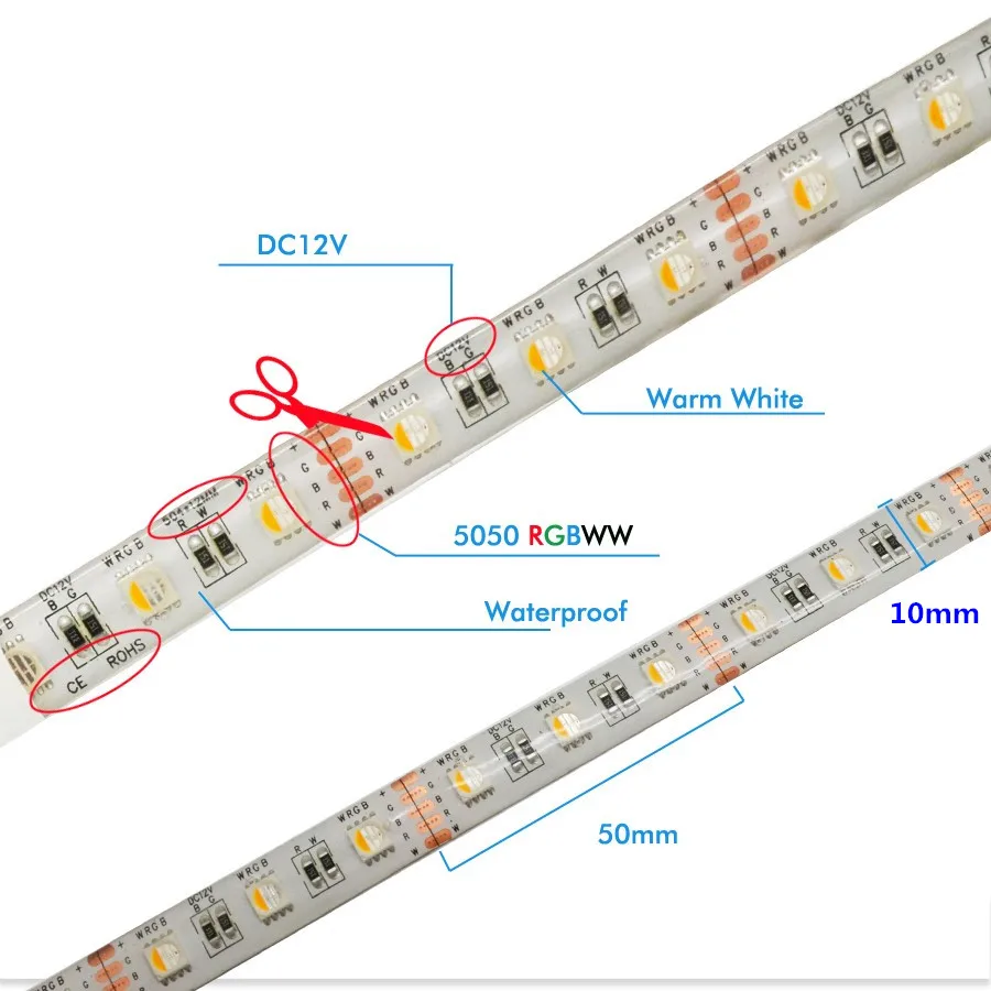 Newstyle 4 цвета в 1 чип RGBW RGBWW 5050 SMD светодио дный полосы DC12V гибкий свет RGB + белый/теплый белый 4 цвета в 1 светодио дный чип